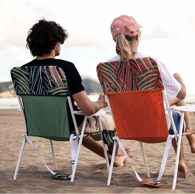 SunnyFeel 15 Tall Folding Beach Chair for Adults 2 Pack Oversized Portable High Seat Sand Chair Heavy Duty 300 LBS Foldable Camping Lawn Chairs for Camp/Outdoor/Travel/Picnic/Concert/Sports