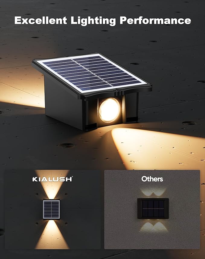 Solar Wall Lights Outdoor 6500K 3000K 4 Pack 1500mAh Wall Lights Solar Powered IP65 Outdoor Up and Down Solar Lighting for Wall