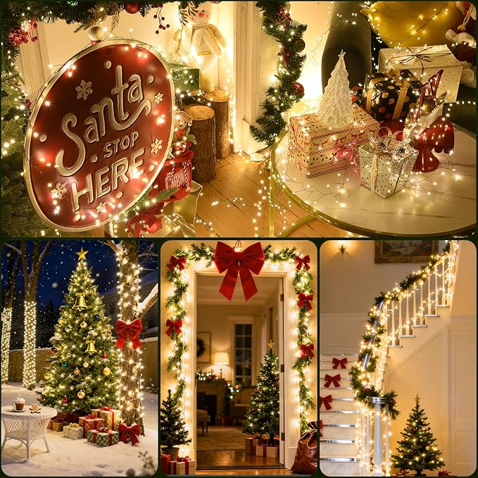 Fairy Lights Plug in 32.8Ft 500LED Warm Christmas Firecracker Firefly Lights with Timer Waterproof Green Wire Remote Twinkle Cluster String Light for Bedroom Wreath Party Window Tree Decor