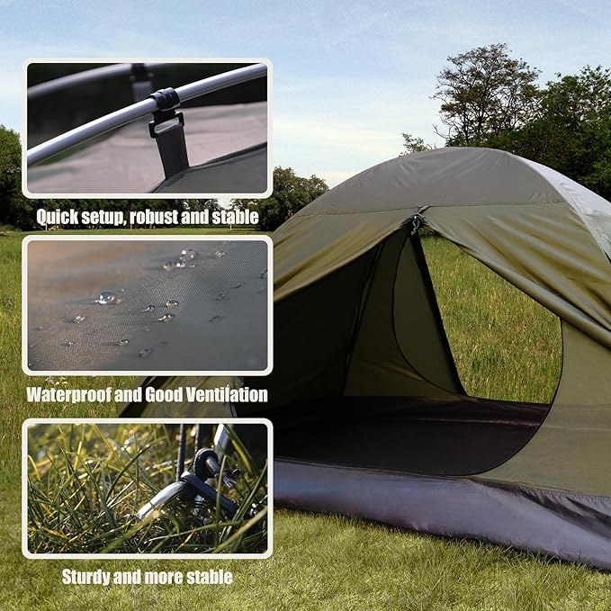 Ultralight 2/3/4 Person Backpacking Tent - Waterproof 2 Doors Easy Setup