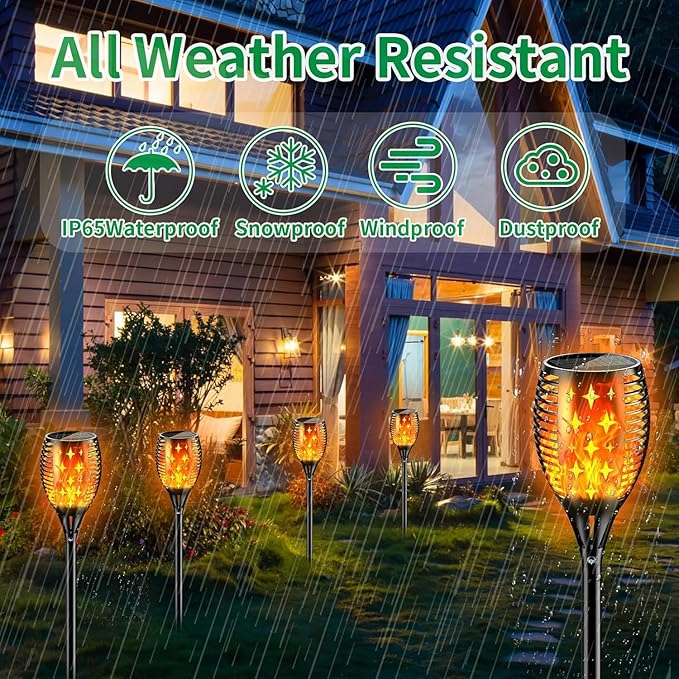 YoungPower 43'' Large Solar Torch Light Flickering Flames Waterproof Outdoor Decoration Light for Yard Driveway 6 Pack