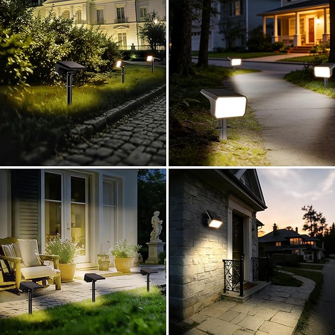 Fabrito Solar Spot Lights Outdoor 10 Pack [108Leds 4 Modes] Auto On/Off Spotlights IP67 Waterproof Landscape Lights for Tree Yard Patio Pool Pathway Driveway Warm White