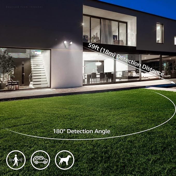 LEONLITE 3CCT LED Security Light Motion Sensor Outdoor Lights Dusk to Dawn ETL Listed Adjustable Heads 3000K4000K5000K Selectable Motion Detector Flood Light for Outside IP65 Waterproof White