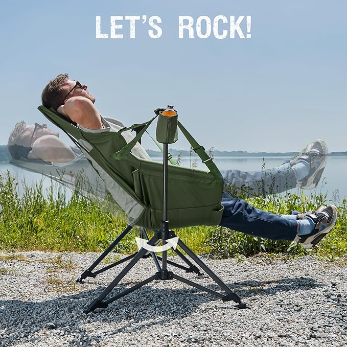Portal Hammock Camping Chair Portable Outdoor Swinging Chairs with Adjustable Back and Height for Lawn Backyard Patio Supports 400 lbs Breathable Mesh High Back Green