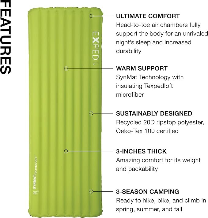 Exped Ultra Series: 1R 3R 6.5R 8R 10R Single &amp Duo - Lightweight Backpacking Mat - Packable and Comfortable - Sleeping Pad with Pumpbag for Self-Inflation