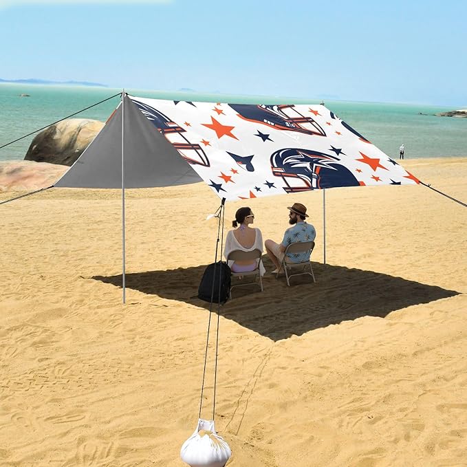 Rugby Pattern (10) Camping Sun Shelter Beach Tent Portable Beach Sun Shade Outdoor Canopy for Camping Trips Fishing Picnic