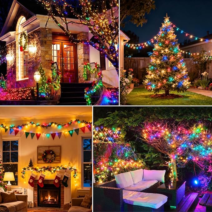 Smart Christmas Lights Outdoor USB 38-FT Waterproof LED String Lights Supports APP/Timer/Music/Remote Control Waterfall Lights for Patios Parties Wedding Easter Decorations