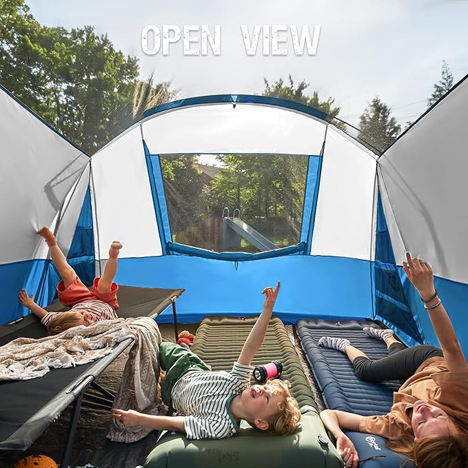 PORTAL 6/8/10 Person Family Camping Tent with Screen Room Water Resistant Big Tunnel Tents with Rainfly Large Family Tent for Camping Outdoor Patio