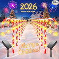 24 Pack Upgraded Solar Candy Cane Lights Outdoor Christmas Decorations Outdoor Solar Christmas Pathway Lights Waterproof with USB Charging 10 Modes for Yard Garden Lawn Path Walkway Party Xmas Decor