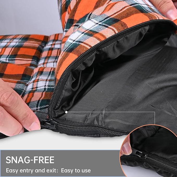 Double Sleeping Bag Cotton Flannel for Camping Backpacking Or Hiking. Queen Size 2 Person Waterproof Sleeping Bag for Adults Or Teens. Lightweight with Compression Sack