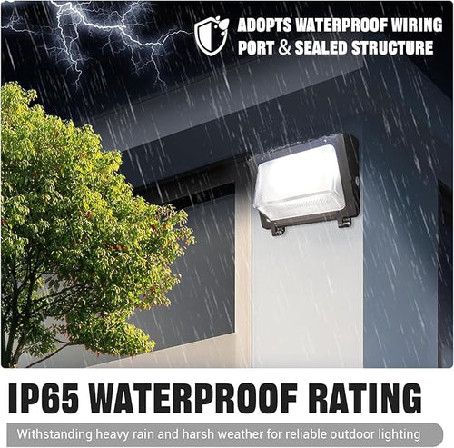150W LED Wall Pack with Photocell Dusk to Dawn 5000K Waterproof Commercial Outdoor Light Fixture 22500lm 120-277V EquivalentEnergy Save Flood Lights for Building