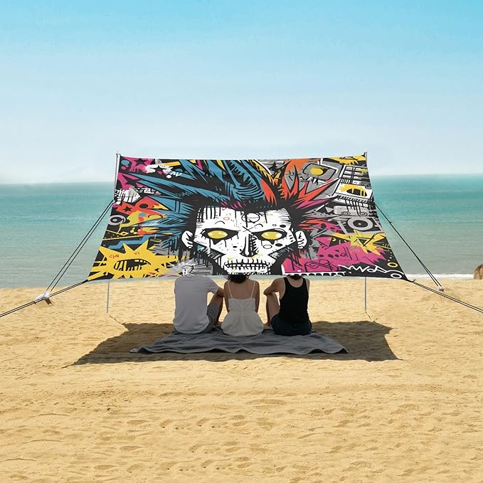 Camping Sun Shelters Punk Rock Graffiti Beach Canopy 126 * 110.2in
