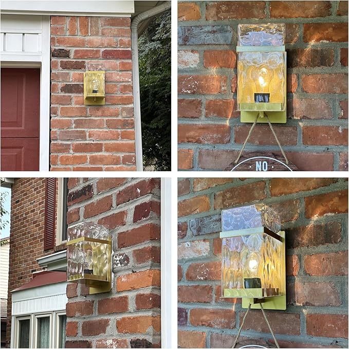 Outdoor Wall LightGold Exterior Waterproof LanternsPorch Sconces Wall Mounted Lighting with E26 Sockets &amp Glass Shades for GarageDoorwayPatioFront Door