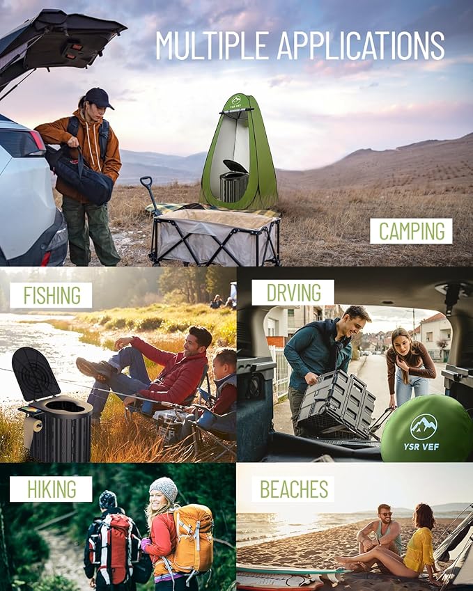 Camping Toilet with Pop-Up Privacy Tent and Liquid Waste Gel Portable Toilet for Camping with Large Tent Ergonomic Potty Provides Enhanced Comfort Suitable for All Ages