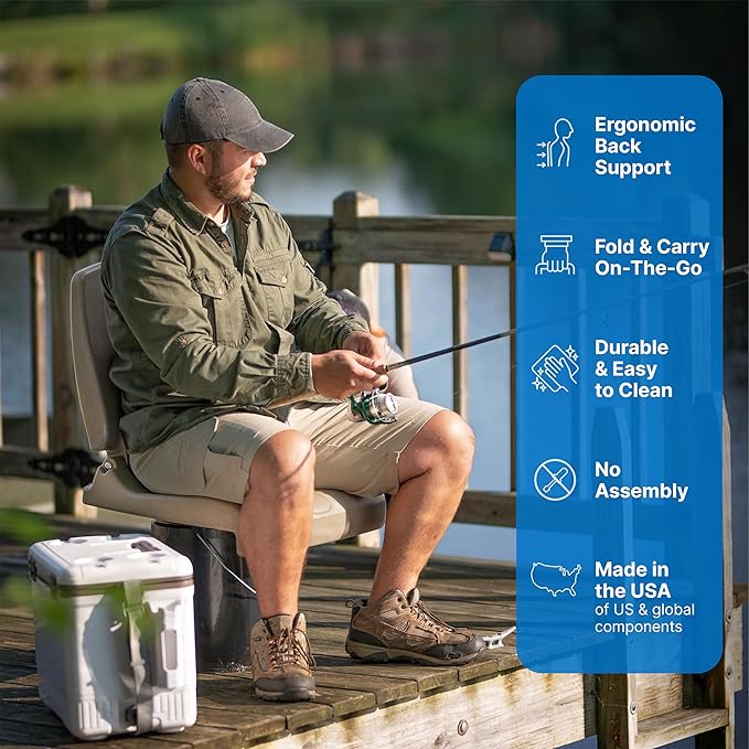 Step2 Folding Flip Seat Lightweight Portable Outdoor Chair for Poolside Camping Beach Boats Tailgates Durable Ground Chair with Back Support for Adults Brown