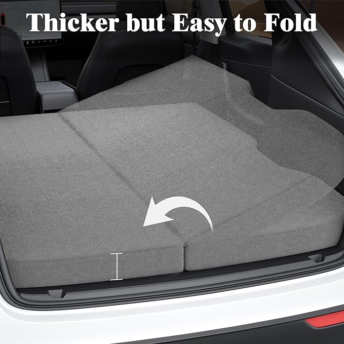 Ferlizer 4 Memory Foam Camping Mattress for Tesla Model 3 74 x 43 Foldable Car Sleeping Pad with Plush Washable Cover CertiPUR-US Certified Grey