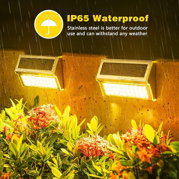 ROSHWEY Deck Lights 10 Pack 30 LED Deck Lights Solar Powered Outdoor Waterproof Patio Step Lighting Outdoor Decor Stainless Steel Backyard Lamp for Garden Yard Porch Stair Railing Warm White