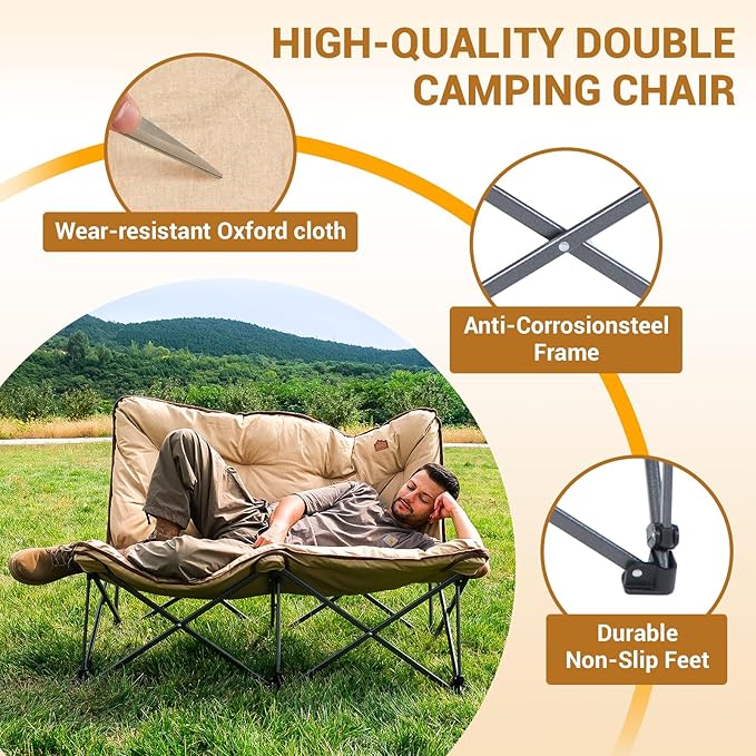 KingCamp Folding Comfy Butterfly Chair Oversized Padded Camping Chairs for Adults Comfortable Camp Chair 300lbs Heavy Duty with High Back for Outdoor Lawn Patio Bedroom Living Room Dorm