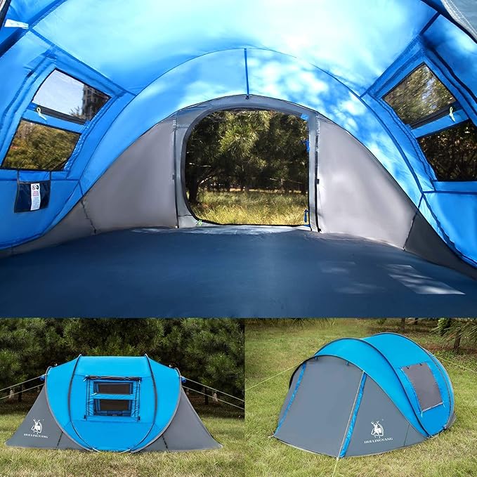 4 Person Easy Pop Up Tent9.5’X6.6’X52''Waterproof Automatic Setup2 Doors-Instant Family Tents for Camping Hiking &amp Traveling