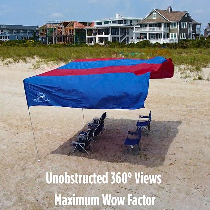 MillionShades® Beach Shade Canopy – Grande 14 ft x 14 ft Wind-Propelled® Sun Shade for Beach with UPF 50+ 360° Views Quiet &amp Lightweight Design Easy Setup Tent - Windproof Beach Shelter