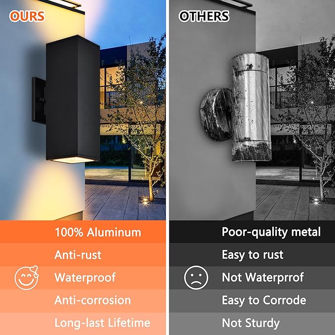 Outdoor Wall Lights Waterproof Exterior Light Fixture for House Aluminum Black Porch Lights Outdoor Wall Mount Light Fixture