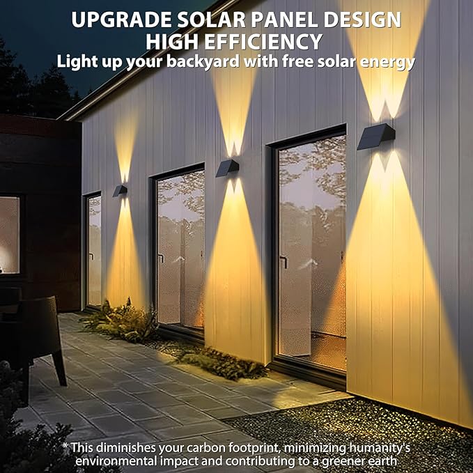 Solar Fence Lights6Pack Solar Lights Outdoor 2700/4500/6000K 3 Modes Up &amp Down Wall Lights Waterproof 100 Lumens Dusk to Dawn Fence Light for Outside/Backyard/Pool/Railing/Patio/Porch/Step