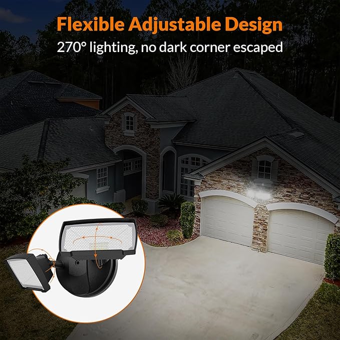 LEPOWER 28W 3000LM ‌LED Security Flood Light‌ ‌Outdoor‌ Switch Controlled Aluminum ‌Security Light‌ 2 Adjustable Heads 5500K Daylight IP65 Waterproof Wet Location for Patio Garden Yard Lights