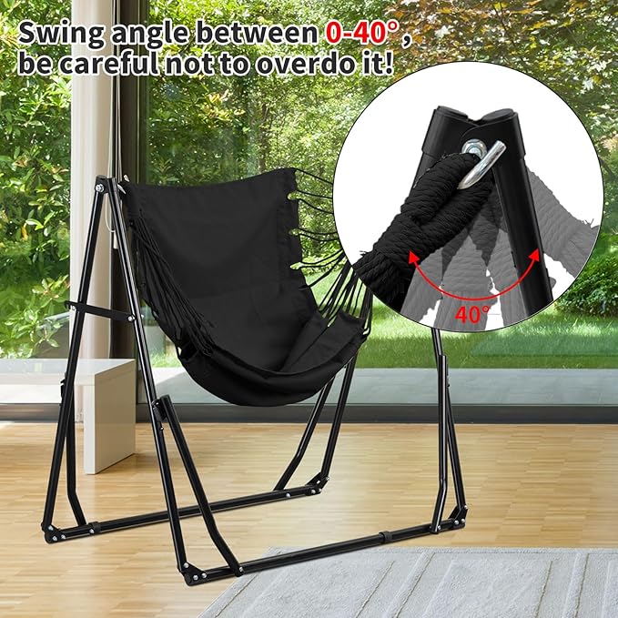 2 in 1 Hammock with Stand Outdoor Hammock Swing Chair with Portable Heavy Duty Stand Multi-Functional Hammock Stand 480 lbs Weight Capacit-Black