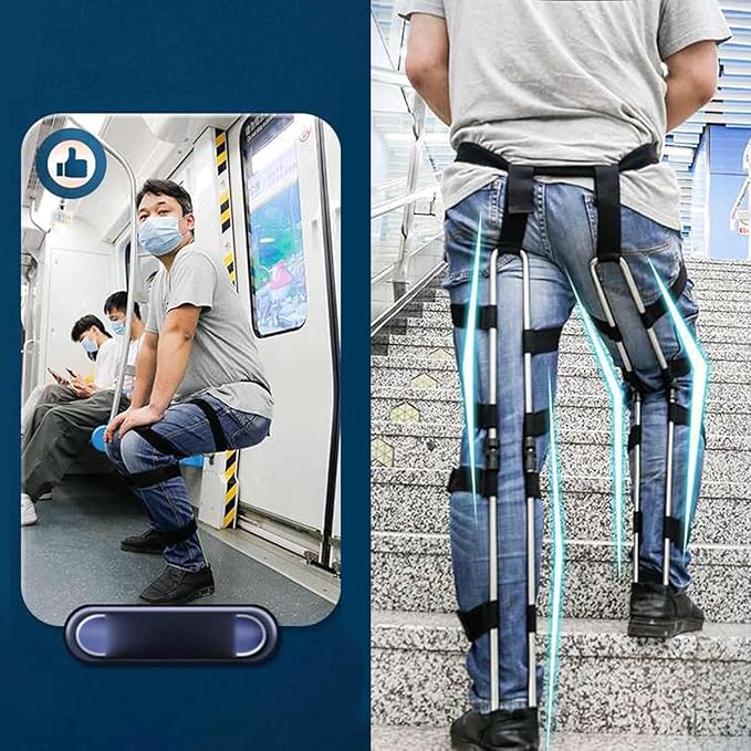 Upgraded chairless wearable invisible chair Height Adjustable Lightweight Leg Brace Seat 220bls Exoskeleton Human Retractable for Adults Outdoor Travel Barbecue FishingSecond Generation(BlackX-La