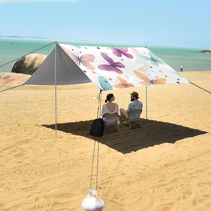 ButterflyCamping Sun Shelters 9.2 x 10.5 FT Beach Canopy Tent Sun Shade with Carrying Bag for Camping Trips Fishing Backyard Fun or Picnics 21340574