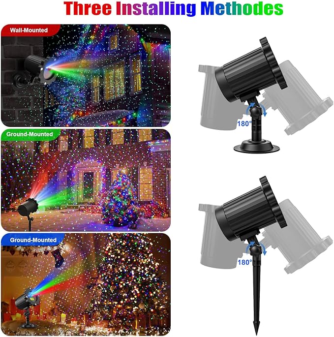 Fimilo Firefly Laser Light Projector RGB Christmas Laser Landscape Lights Outdoor Waterproof Firefly Light Projector with Remote12 Moving Effect Timer 2 Installation for Wedding Party Holiday