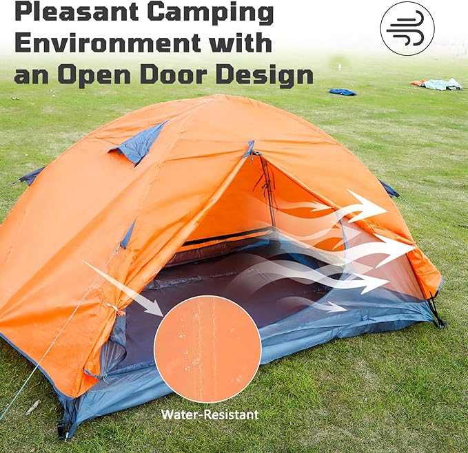 Tree Fox Camping Tent 2 Person Waterproof Portable Instant Tent with 1-Minute Setup Lightweight Tent Suitable for Camping Beach Outdoor Travel Backyard