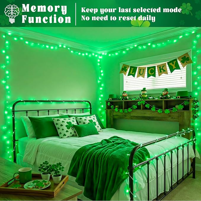 165FT 500 LED Outdoor String Lights Connectable St Patricks Day Lights Waterproof with 8 Modes Plug in Clear Wire Twinkle Lights for Indoor Bedroom Garden Wedding Patio Decorations Green