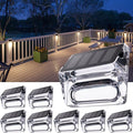 Solar Outdoor Lights 8 Pack Solar Fence Deck Lights Waterproof Outside Lighting for Step Railing Wall Pool Stair Yard Garden Patio Pool Decorations (Warm White)