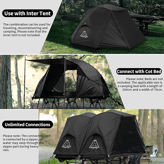 TENPLAY 1-Person Cot Tent FlysheetMust be Used with Matching Inner Tent LightweightWaterproof Sun ProtectionNylon Easy SetupExpandable Rainfly for Camping Hiking Backpacking Picnics