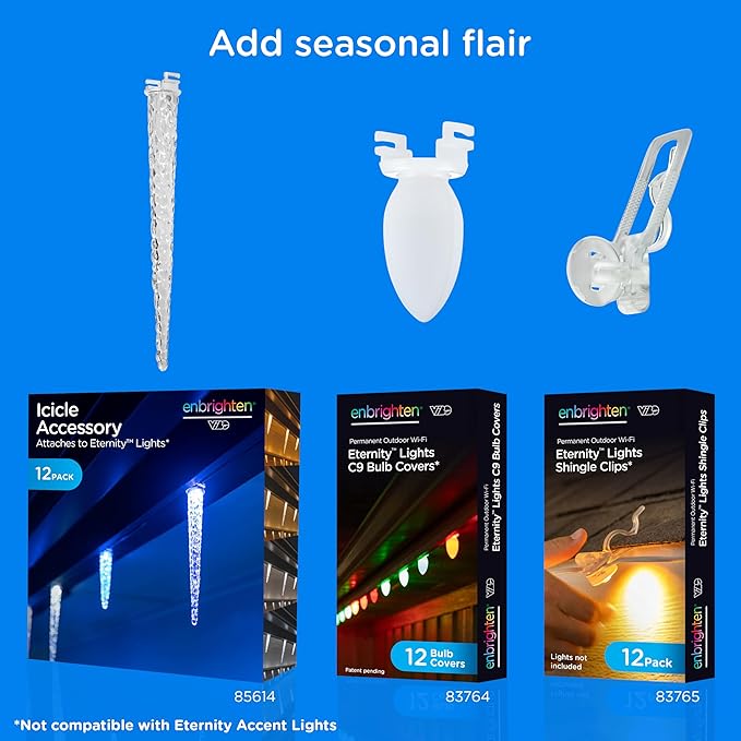 Enbrighten Vibe Eternity Permanent Outdoor Lights for House 150ft 108 RGBWIC LEDs Close Spacing 33lm Color Changing Christmas Eave Lighting Smart App Works with Alexa Google Home 85103