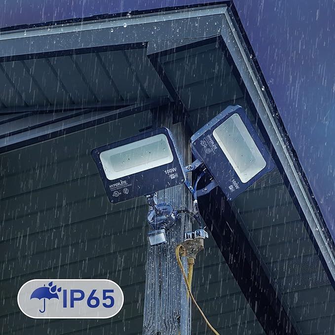 HYPERLITE LED Flood Light 100W 11000LM 5000K Flood Lights Outdoor with Knuckle Mount IP65 Waterproof Flood Lights for YardGardenPlayground UL Certified