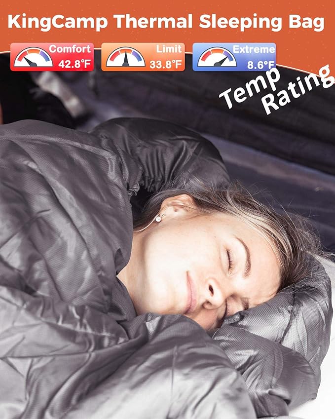 KingCamp Sleeping Bag for Adults Cold Weather &amp Warm Extra Wide Big &amp Tall XL Portable Waterproof Flannel Sleeping Bags Essentials Gear Accessories for Camping Backpacking Hiking Indoor &amp