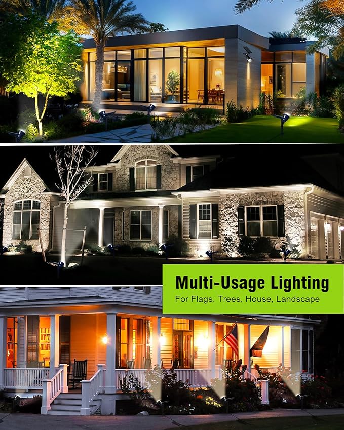 Solar Spot Lights Outdoor Bright Solar Landscape Spotlights Waterproof 18LED 2-in-1 Solar Powered Flag Light Adjustable Auto On/Off Uplights for Flag Pole Yard Garden Decor Patio 1Pack (Cool White)