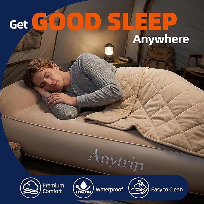 Twin Air MattressPortable Inflatable Blow Up Mattress Plus Pillow with Built-in PumpWaterproof Self Inflating Air Bed Guest Bed for Camping Home Hiking Travel Outdoor