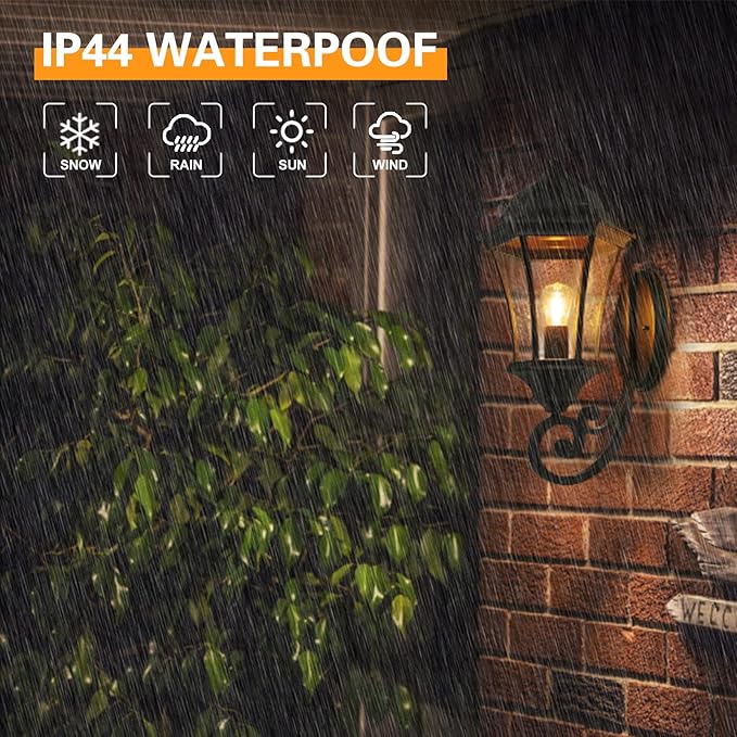 19.5in Large Outdoor Wall Light Fixture for Porch Bronze Aluminum Exterior Door Lantern Light with Wall Mount Outside Wall Sconce with Clear Seeded Glass