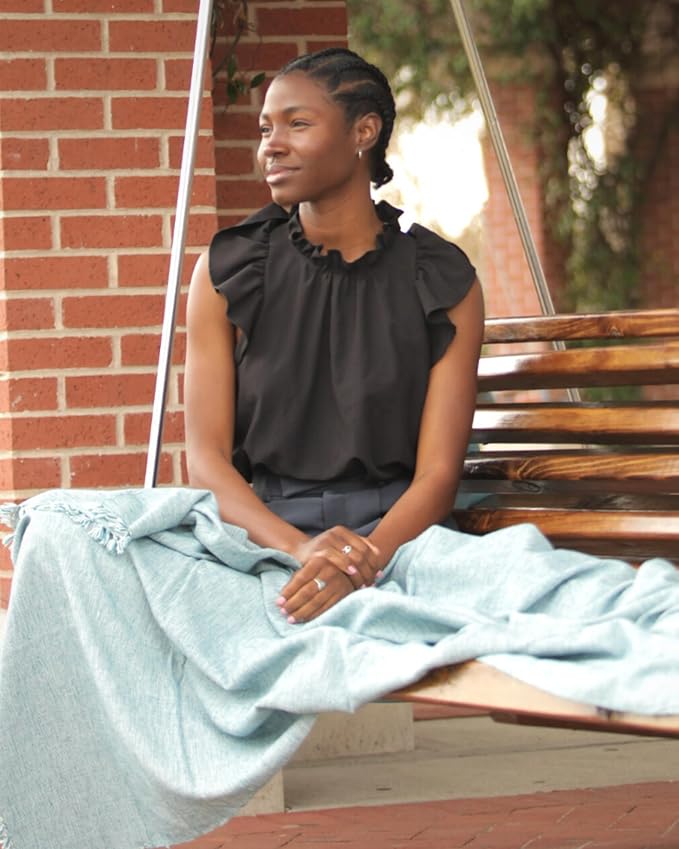 Bug Repellent Tranquil Blanket with Insect Shield Technology Repels Mosquitoes Ticks Flies and More in One of a Kind Handmade Khadi Cotton (Teal)