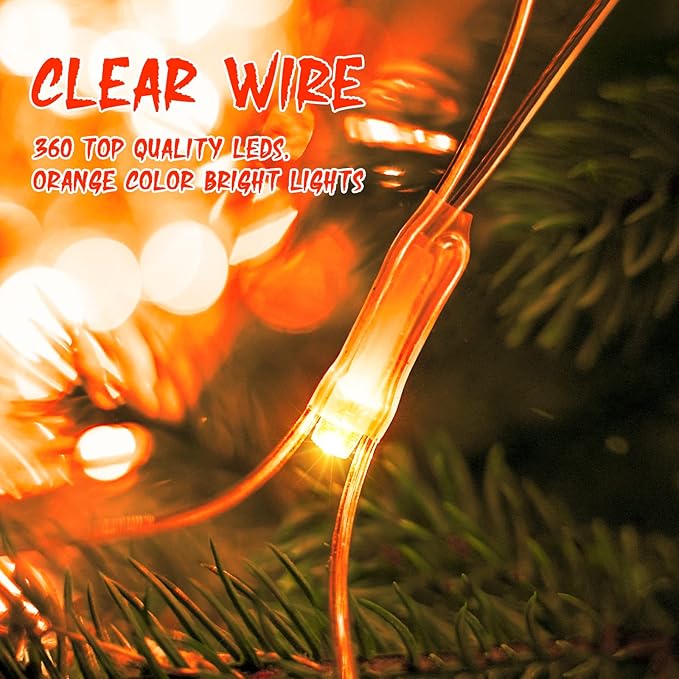 JMEXSUSS 360 LED Orange Net Lights Bush Lights with 8 Modes Outdoor Waterproof for Christmas Party Patio Garden Decorations