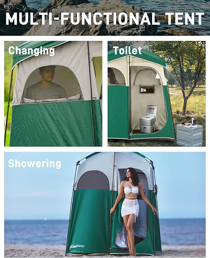 KingCamp Shower Tent Portable Privacy Tent Outdoor Camping 1/2 Room Toilet Tents with Shower Bag &amp Dressing Room for Beach Camping &amp Hiking