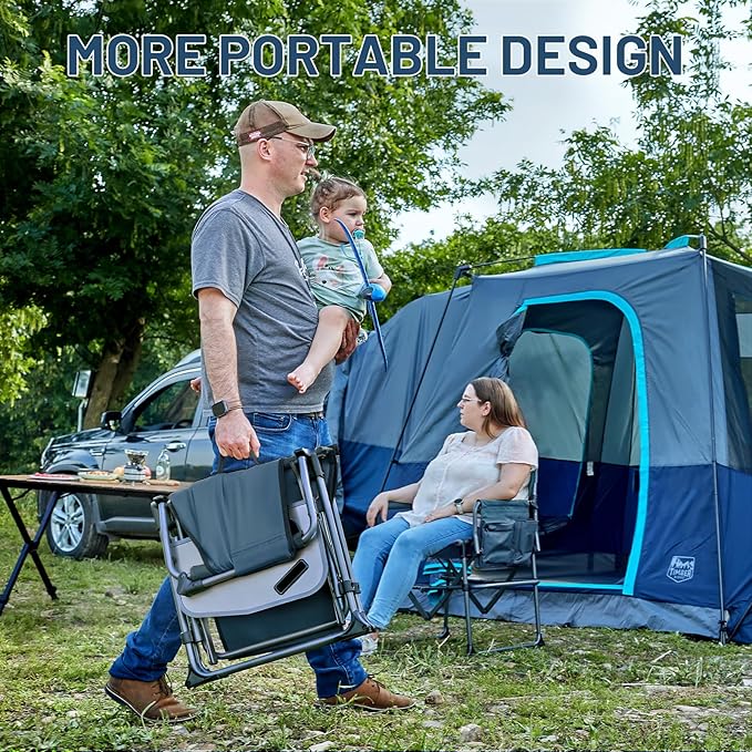 TIMBER RIDGE Aluminum Camping Directors Chair with Side Table Pocket Portable Folding Chair Heavy Duty Lawn Chair for Fishing Trip Picnic Concert Outdoor 400lbs Navy