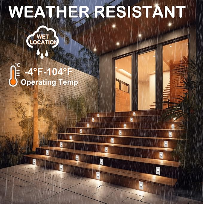 CLOUDY BAY 120V Dimmbale 5 Color LED Indoor Outdoor Step Light2700K/3000K/3500K/4000K/5000K 3W 70lmStair LightWhite6 Pack