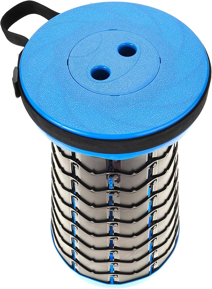 PowerTRC 2 Pack Portable Folding Stool for Camping and Outdoor Use Collapsible with Load Capacity of 400 lbs Adjustable Height from 2.5 in to 18 in