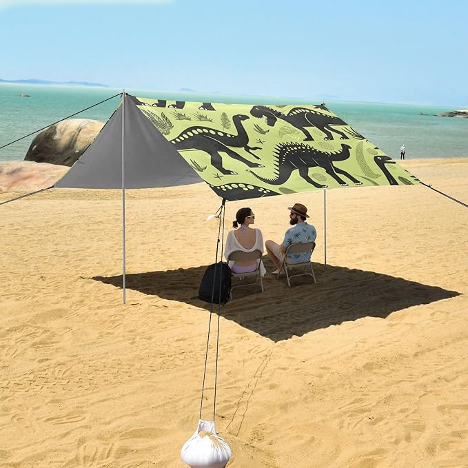 Dinosaurs of Different Camping Sun Shelter Beach Tent Portable Beach Sun Shade Outdoor Canopy for Camping Trips Fishing Picnic