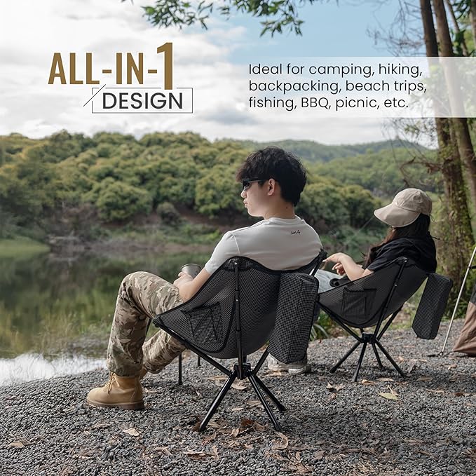 ONETIGRIS Forrest Camping Chair Set Up in Seconds Lightweight Folding Chair for Backpacking Hiking Beach Lawn Travel Support 330 lbs