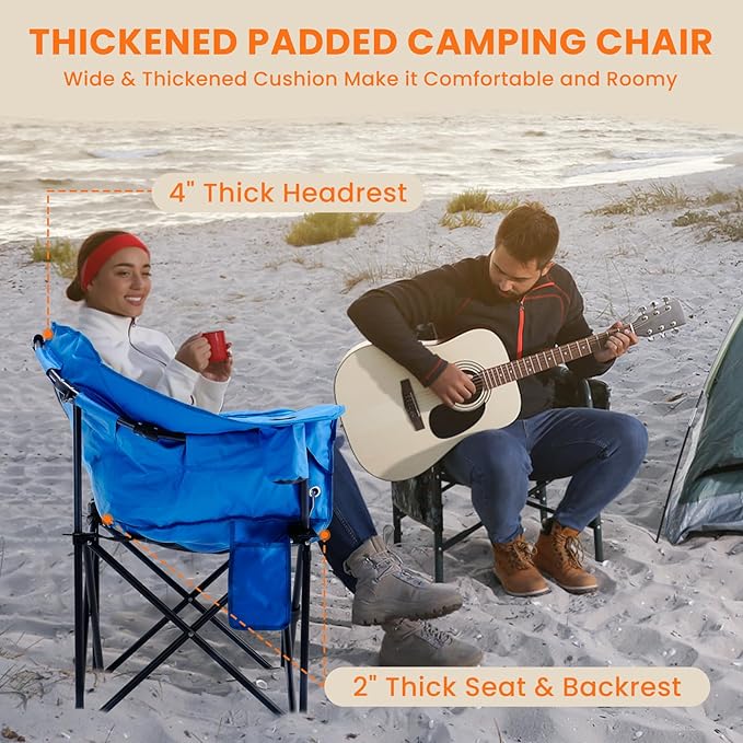 NAIZEA Heated Massage Camping ChairsHeated Outdoor Chair w/3 Heating Mode Oversized Heated Chair for Adults Heavy Duty Folding Camping Chairs for CampFishing Sports EventsNOT Included Battery